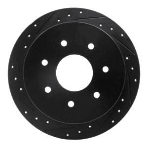 Ford F-150 Brake Rotor (1) - Rear Left - R1 Concepts - Drilled & Slotted - Black - `97-`04